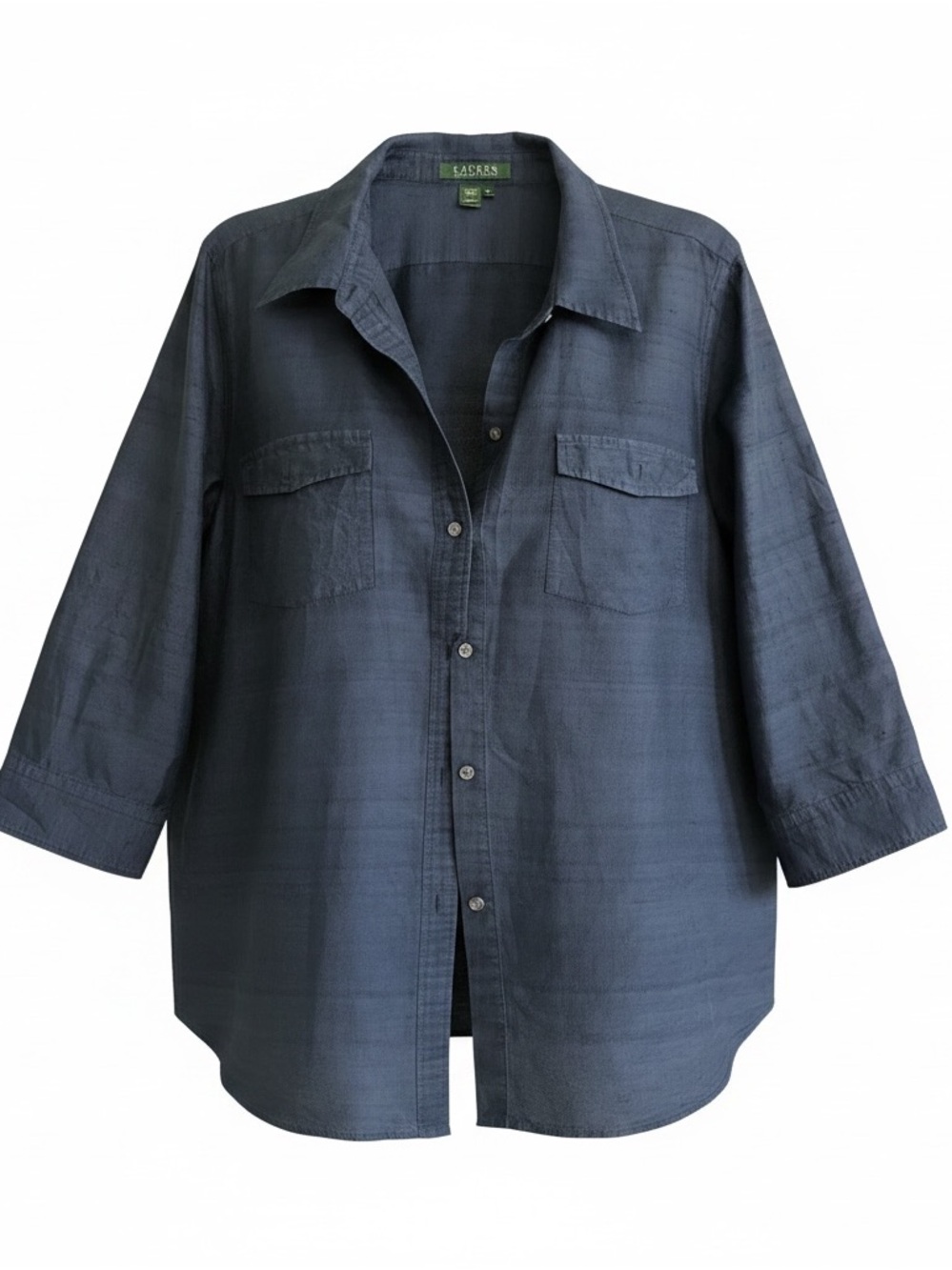 Ralph Lauren Dark Blue Button-Down Utility Shirt 100% silk